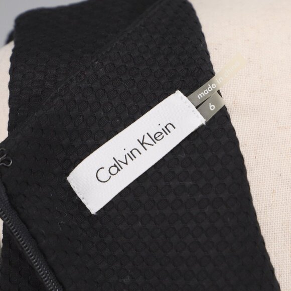 NWT CALVIN KLEIN Textured Knit Sleeveless Sheath Dress Cotton Black Size 6 - Picture 7 of 8